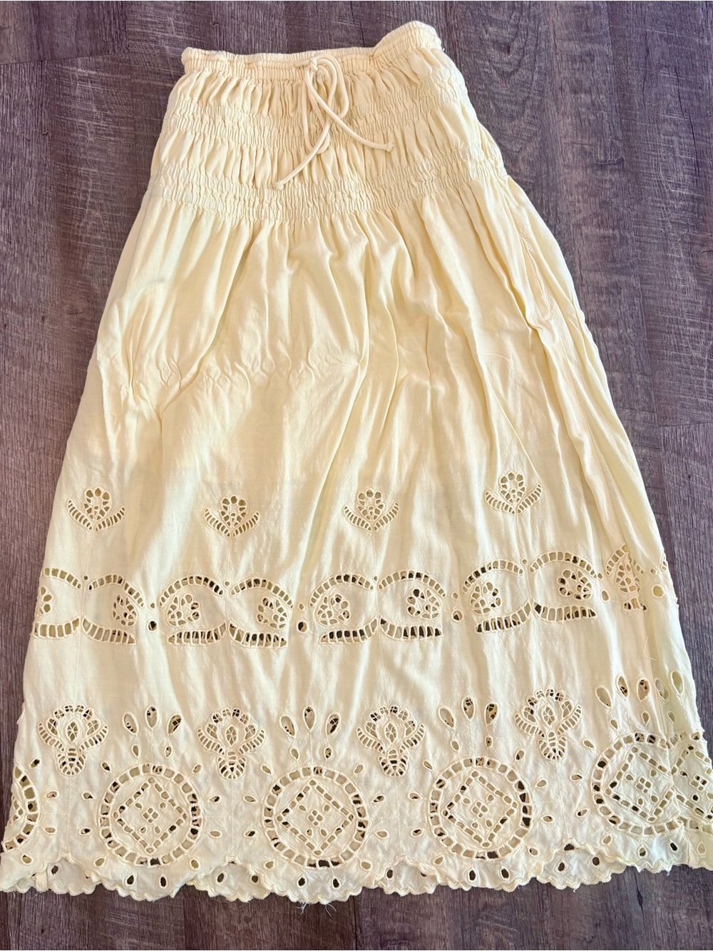 Future Collective Light Yellow Eyelet Maxi Skirt - Women's Summer Skirt